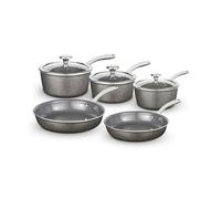 Tower Cerastone Pro 5 Piece Forged Aluminium Cookware Set with Non-Stick Coating and Riveted Steel Handles, 18/20/22cm Saucepans and 20/24cm Frying Pans, Graphite, T900209