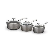 Tower Cerastone Pro Forged Aluminium 3 Piece Saucepan Set with Non-Stick Coating, Graphite
