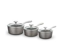 Tower Cerastone Pro Forged Aluminium 3 Piece Saucepan Set with Non-Stick Coating - Graphite