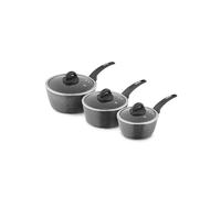 Tower Cerastone Saucepan Set 3 Piece 18/20/22Cm Non-Stick, Induction Safe T81212 In Metallics Metallics