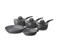 Tower Cerastone T81276 Forged 5 Piece Pan Set with Non-Stick Coating and Soft Touch Handles, 18/20/22 cm Saucepans and 20/28 cm Frying Pans, Graphite