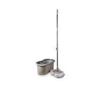 Tower T869001MSH Classic Spin Mop with Stainless Steel Wringer and Collapsible Handle, Latte