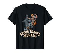 Tower Climber Proud Trades Worker Cell American Flag Art T-Shirt