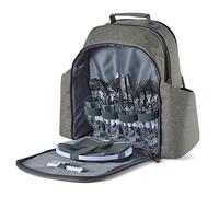 Tower Coast & Country CC879024 Heritage 4-Person Picnic Bag with Tableware Set, PEVA-Insulation, 5L, Green and Tan