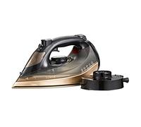 Tower Cordless Steam Iron 2800W, Corded or Cordless Use for Flexible Ironing, Fast Recharge Base for Continuous Use, 170g Steam Boost, Ceramic Soleplate, 360ml Tank, Gold & Black (T22022GLD)