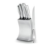 Tower Core 5 Piece Knife Set with Weighted Steel Block, High Grade Polished Stainless Steel, Fine Edge Precision Blades, Ergonomic Handles, Stainless Steel, T81537SS