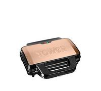 Tower T27013RG Deep Fill Sandwich Maker with Extra Deep and Easy to Clean Non-Stick Plates, Automatic Temperature Control, 900W, Rose Gold and Black