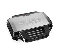 Tower Deep Fill Sandwich Maker with Extra Deep, Non-Stick Plates, Automatic Temperature Control, 900W, Silver and Black, T27013