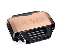 Tower Deep Filled Sandwich Maker with Non-Stick Coated Plate and Automatic Temperature Control, 900W, Rose Gold, T27031RG
