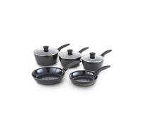 Tower Diamo 5pc Cookware Set, 18cm/20cm/22cm Saucepans with Tempered Glass Lids, 20cm/24cm Frying Pans, Aluminium with Ceramic Black Diamond Non-Stick Ceramic Coating, 7X Stronger, Black, T900130
