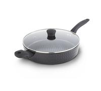 Tower Diamo Multi-Pan with Black Diamond Ceramic Non-Stick Coating & Softtex Handle, Tempered Glass Lid, Aluminium, 30cm, Black