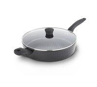 Tower Diamo Multi-Pan with Black Diamond Ceramic Non-Stick Coating & Softtex Handle, Tempered Glass Lid, Aluminium, 30cm, Black