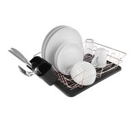 Tower Dish Rack with Tray and 2 Removable Cutlery Holders, Stainless Steel, Black and Rose Gold, Large, T81400RB