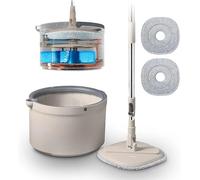 Tower Duo Compact Spin Mop Built-In Turbine 2 Internal Containers - Latte & Grey