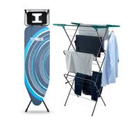 Tower Eclipse Plus Ironing Board & 3 Tier Concertina Airer In Black Black