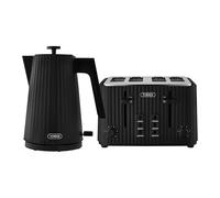 Tower EcoForm 1.7L Rapid Boil Kettle with 360° Swivel Base & 4-Slice Toaster Set with 6 Browning Levels, Black, T10105BLK & T20103BLK