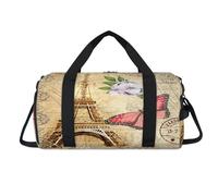 Tower Eiffel Flower Butterfly Sport Duffel Bag with Shoes Compartment Overnight Weekender Bags Travel Gym Luggage Organizer for Women Men Kids Girls Boys
