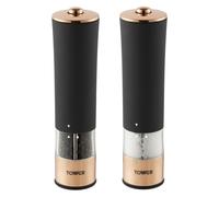 Tower Electric Salt and Pepper Mill, Stainless Steel, Soft-Touch Body, Rose Gold and Black, T847003RB