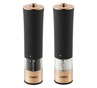 Tower T847003RB Electric Salt and Pepper Mill, Stainless Steel, Soft-Touch Body, Rose Gold and Black