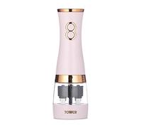 Tower T847004PNK Electric Salt and Pepper Mills, Battery Operated with Adjustable Ceramic Grinders, Pink and Rose Gold