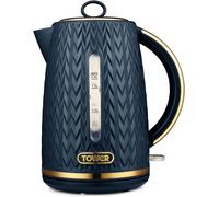 Tower Empire 1.7L Kettle, Rapid Boil, 3000W, Midnight Blue & Brass Accents