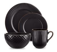 Tower Empire 16 Piece Dinnerware Set Black