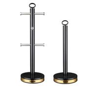 Tower Empire Mug Tree and Towel Pole Set, Black and Brass T826092BLK
