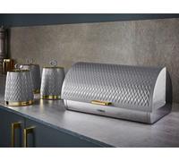 Tower Empire Bread Bin & Canister Set in Grey & Brass Kitchen Storage Set