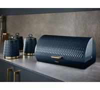 Tower Empire Bread Bin & Canister Set Midnight Blue & Brass Kitchen Storage Set