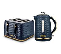 Tower Empire Kettle And 4 Slot Toaster Set Midnight Blue
