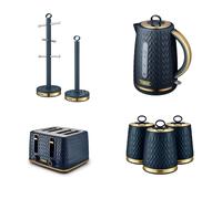 Tower EMPIRE Midnight BLUE Kettle 4 Slice Toaster Canisters Towel Pole Mug Tree