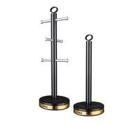 Tower Empire Mug Tree and Towel Pole Set, Black and Brass T826092BLK