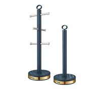 Tower Empire Mug Tree and Towel Pole Set, Midnight Blue and Brass T826092MNB