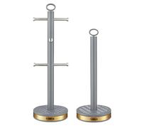 Tower T826092GRY Empire Mug Tree and Kitchen Roll Holder, Grey
