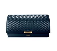 Tower Empire T826090MNB Roll-Top Bread Bin - Midnight Blue with Bronze Accents, Ventilated Stainless Steel