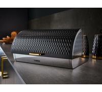 Tower Empire Roll-Top Bread Bin With 3-Piece Canister Set - Black With Brass Accents