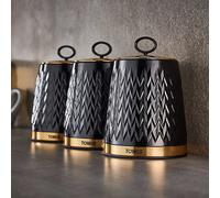 Tower Empire Set of 3 Canisters Black