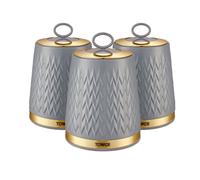 Tower Empire Storage Canisters for Tea/Coffee/Sugar, Grey & Brass T826091GRY