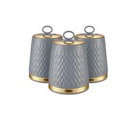 Tower Empire Storage Canisters For Tea/coffee/sugar, Grey & Brass T826091Gry Grey