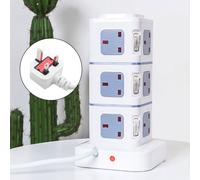 Tower Extension Lead 3M Multi Socket 4 USB Switched Surge Protected