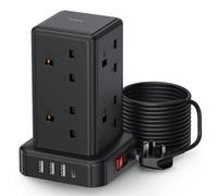 Tower Extension lead 5M, 13A Surge Protection Extension lead with Switch, 8 AC Outlets & 4 USB Ports Plug Extension Socket, Extension Cable 5M Mini