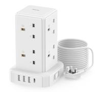 Tower Extension lead 5M, 13A Surge Protection Extension lead with Switch, 8 AC Outlets & 4 USB Ports Plug Extension Socket, Extension Cable 5M Mini Power Strip for Office, Home, Kitchen