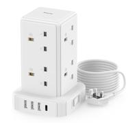 Tower Extension lead Surge Protection Extension Lead with Switch (13A 3250W) 8 AC Outlets & 4 USB Ports Plug Extension Socket Extension Cable 2M Mini