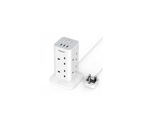 Tower Extension Lead with 3 USB Slots, TESSAN 8 Way Multi Plug Extension Tower, Surge Protection Extension Cord with Switch, Plug Socket Tower Power