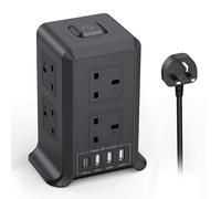 Tower Extension Leads with 4 USB Slots, 5M Extension Lead with 8 Way Plug Extension Tower, Surge Protected Extension Lead with Switch, Multi Socket Extension Cord for Home, Office