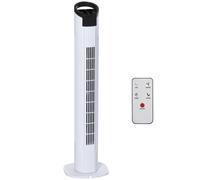 Tower Fan 78.5cm H x 20cm W Plastic, Black/White, 3-Speed, Remote LED7.5h 70°Osc