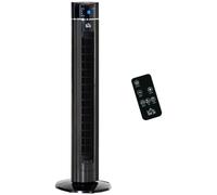 Tower Fan Black 106.8cm x 32cm Plastic 3-Speed Oscillating LED Remote 8hr Timer.