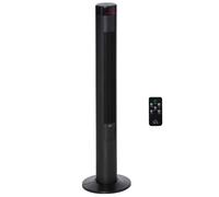 Tower Fan Black ABS 31.5x117cm Oscillating 3-Speed Remote LCD Timer Ultra-Quiet