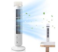 Tower Fan Desktop Mini Tower Fan with LED Light Portable USB Charging 2 Speed Settings Oscillating No Leaves Quiet Cooling Fans for Home Office..