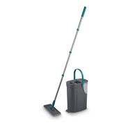 Tower Flat Mop and Bucket Set with 2 Washable Microfibre Mop Heads ANTHRACITE & TEAL